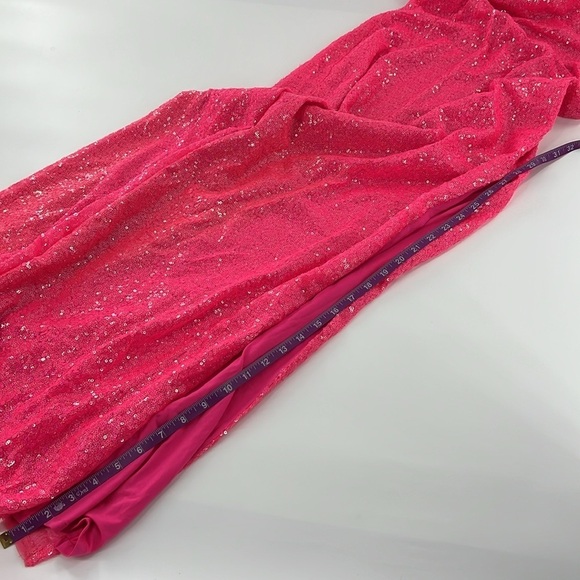 AQUA dress gown formal bright Sequined Full-Length evening glam prom - Picture 9 of 10